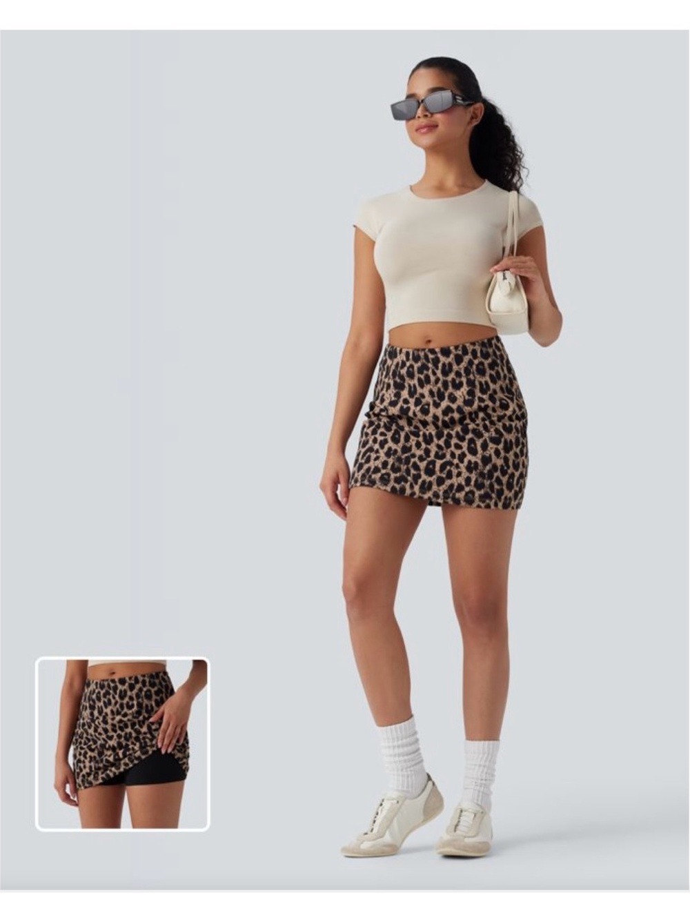 NWT Halara 2-in-1 leopard mini skirt